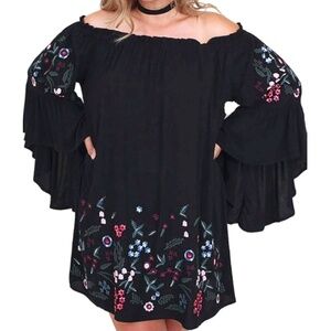 Umgee Women's Off The Shoulder Floral Embroidered Mini Dress